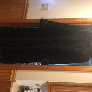 Long, black, faux fur jacket